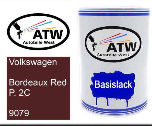 Volkswagen, Bordeaux Red P. 2C, 9079: 500ml Lackdose, von ATW Autoteile West.
